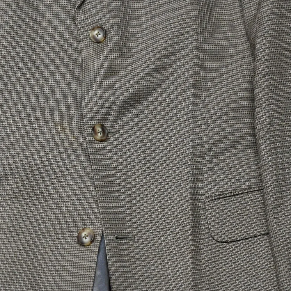 J Ferrar 44L Brown Check 100% Wool Mens Sport Coat Suit Jacket Blazer‎